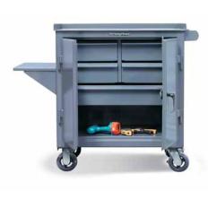 36x24x36 Mobile Cart with 5 Drawers,Doors,Vice Shelf